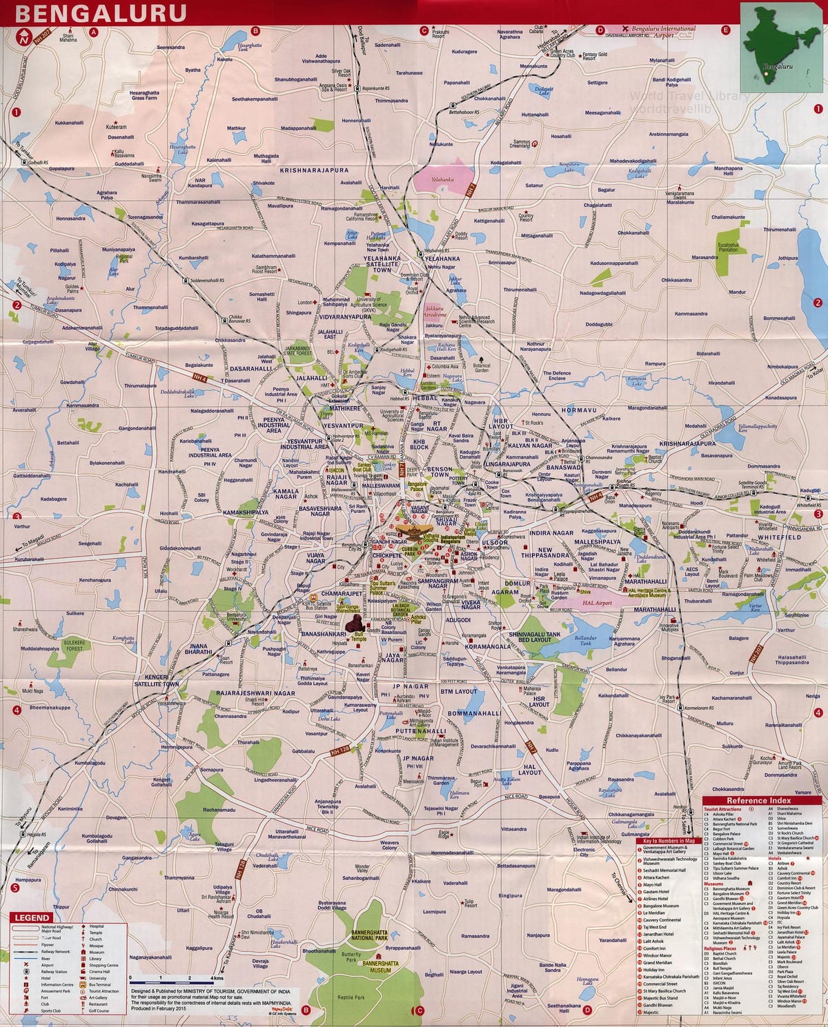 Bangalore atraccions turístiques mapa