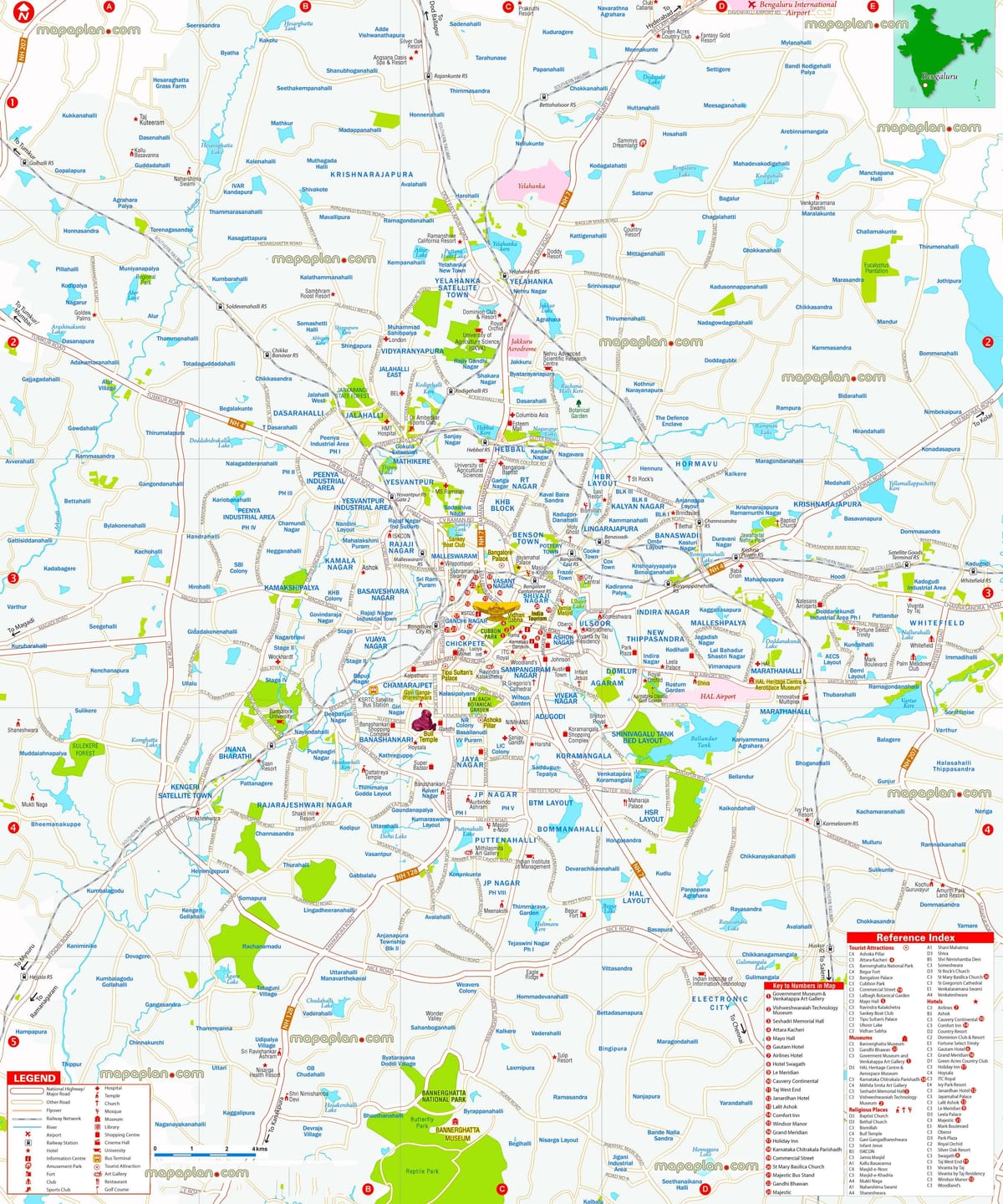 mapa de la ciutat de Bangalore detallada