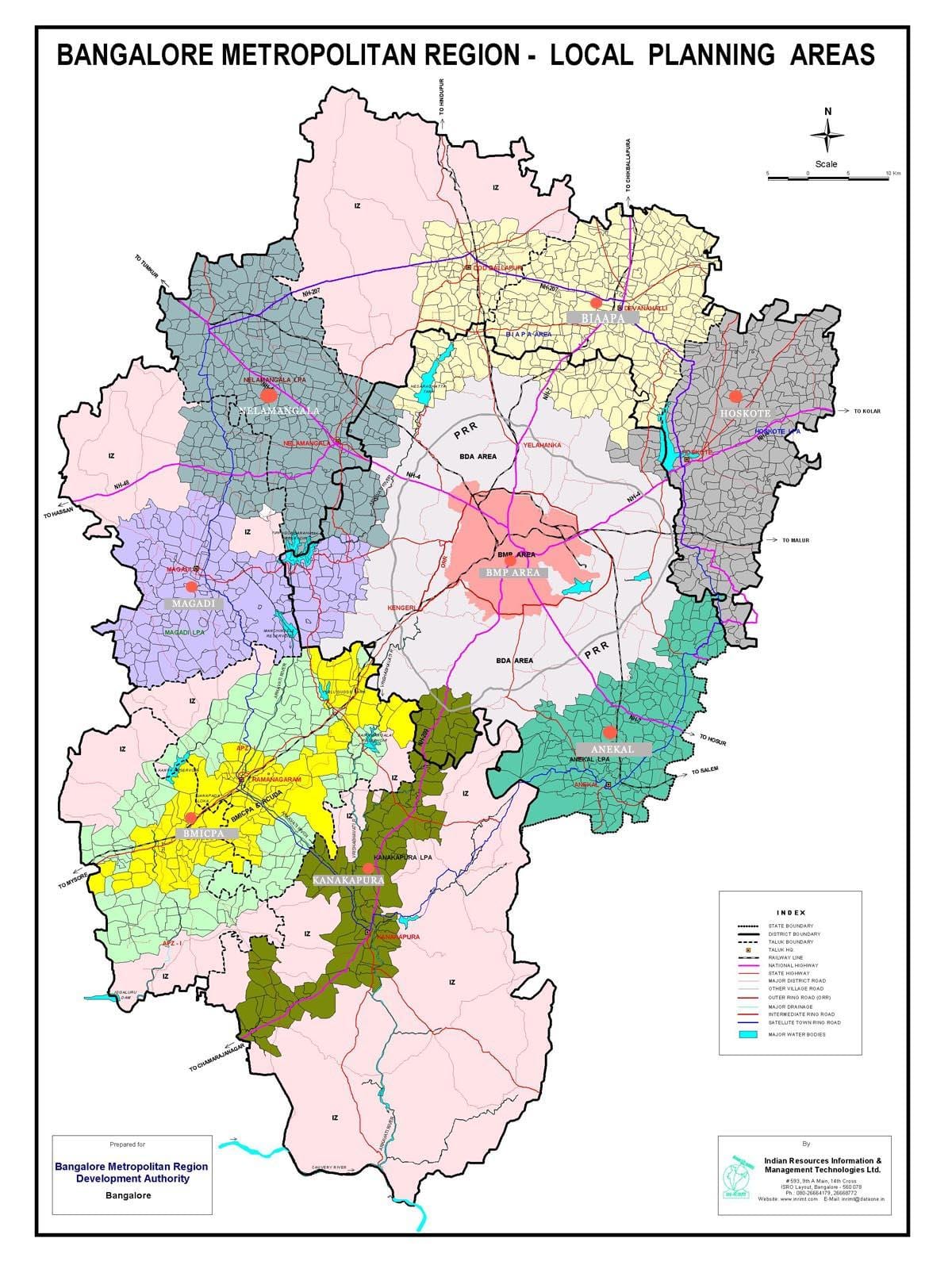 Bangalore mapa amb àrees