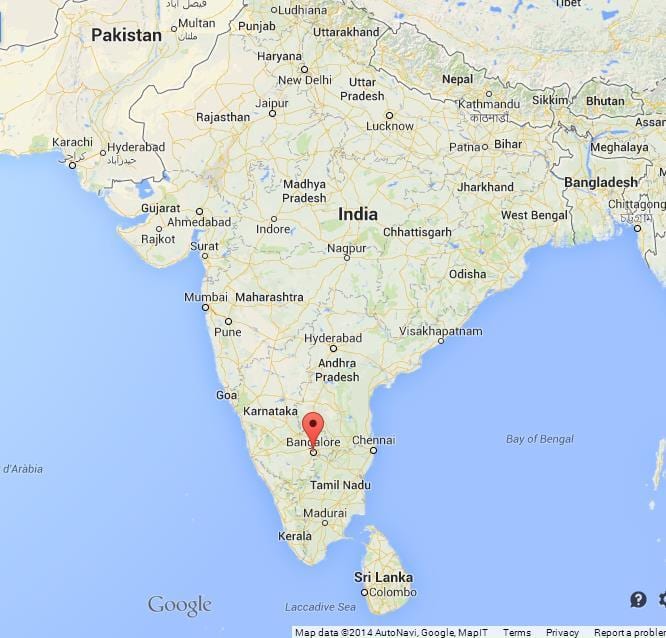 Bangalore, a l'índia mapa