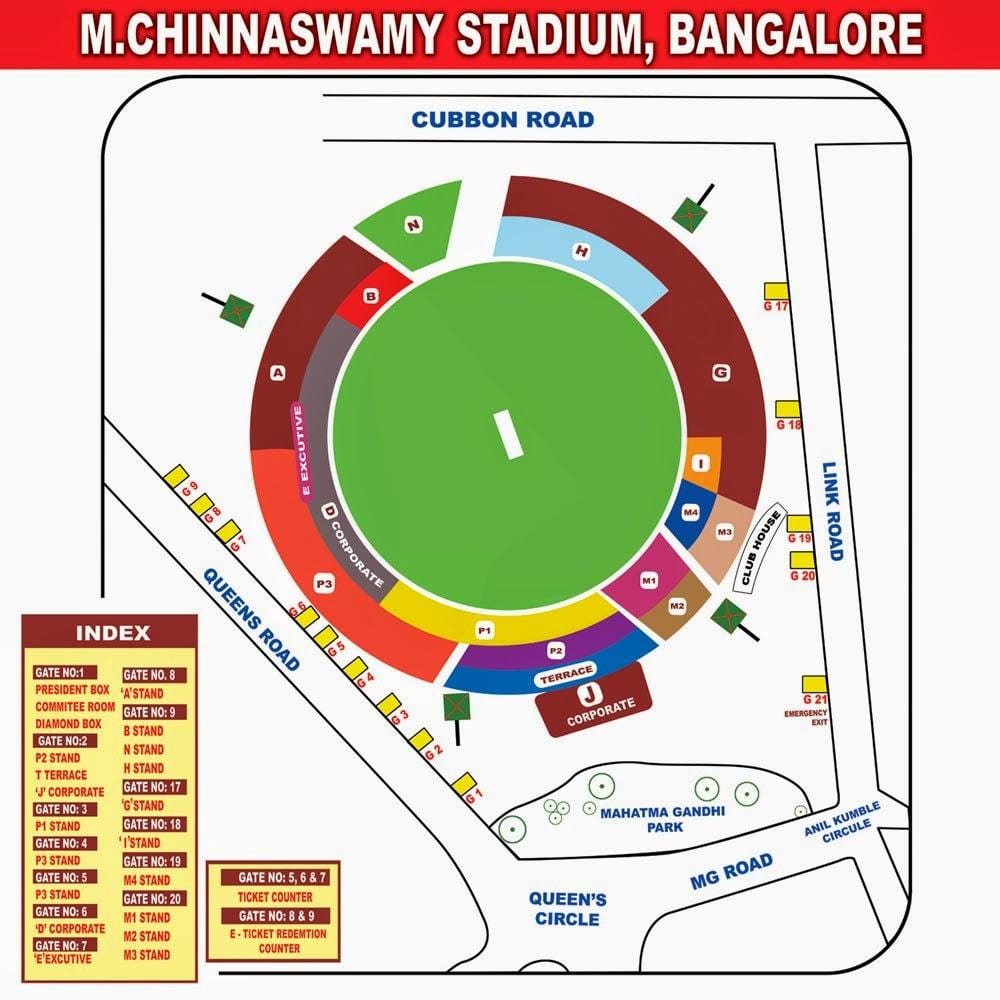 Chinnaswamy estadi d'estar mapa