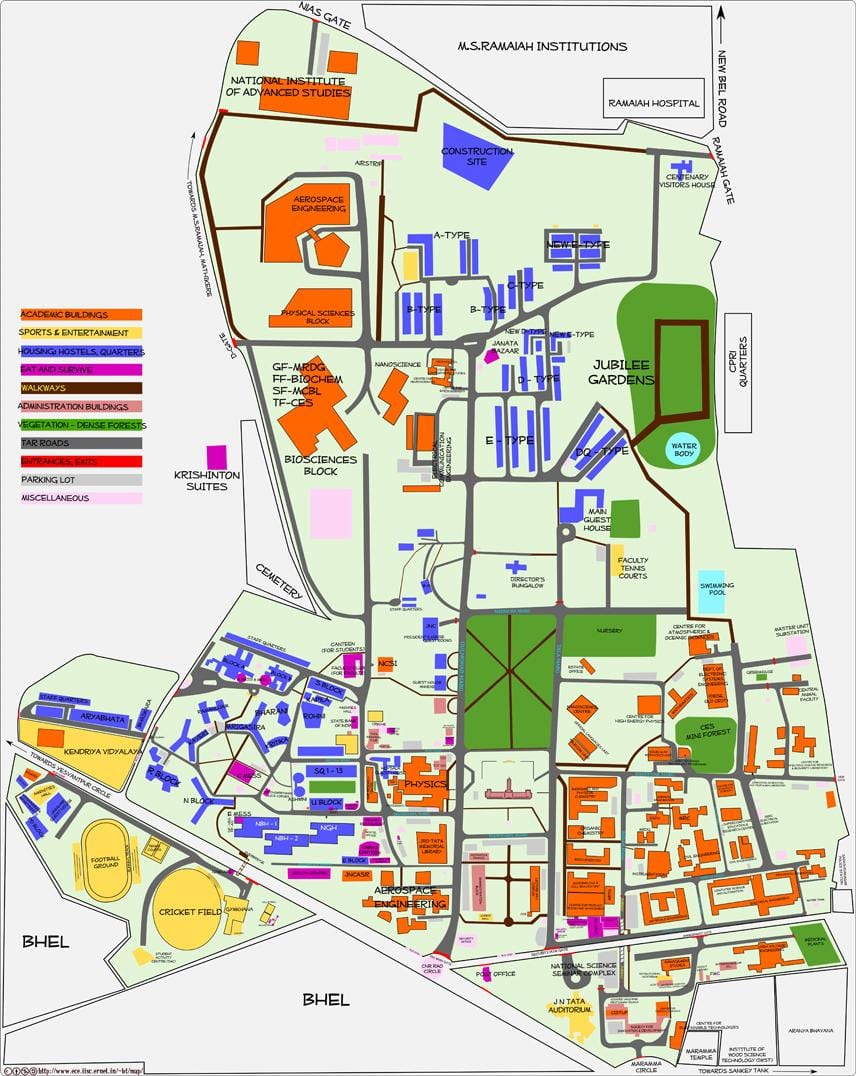 mapa de IISC Bangalore