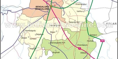 Mapa de Bangalore, al sud